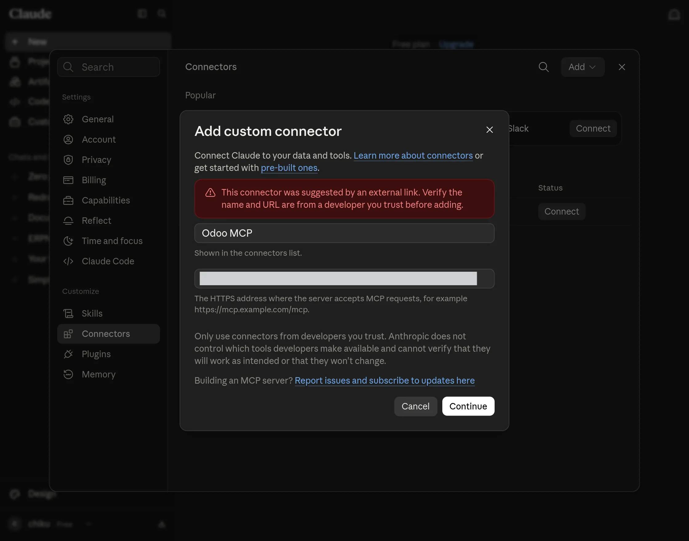 add custom connector