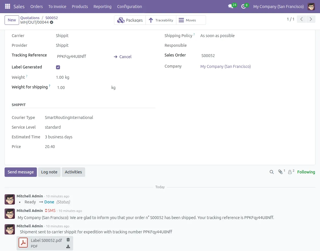 chatter-shipment-logs