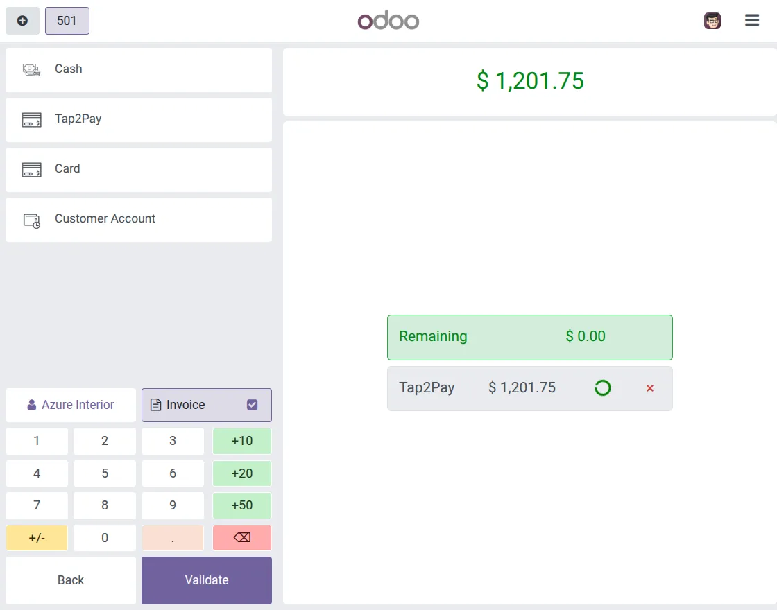 choose tap2pay payment method