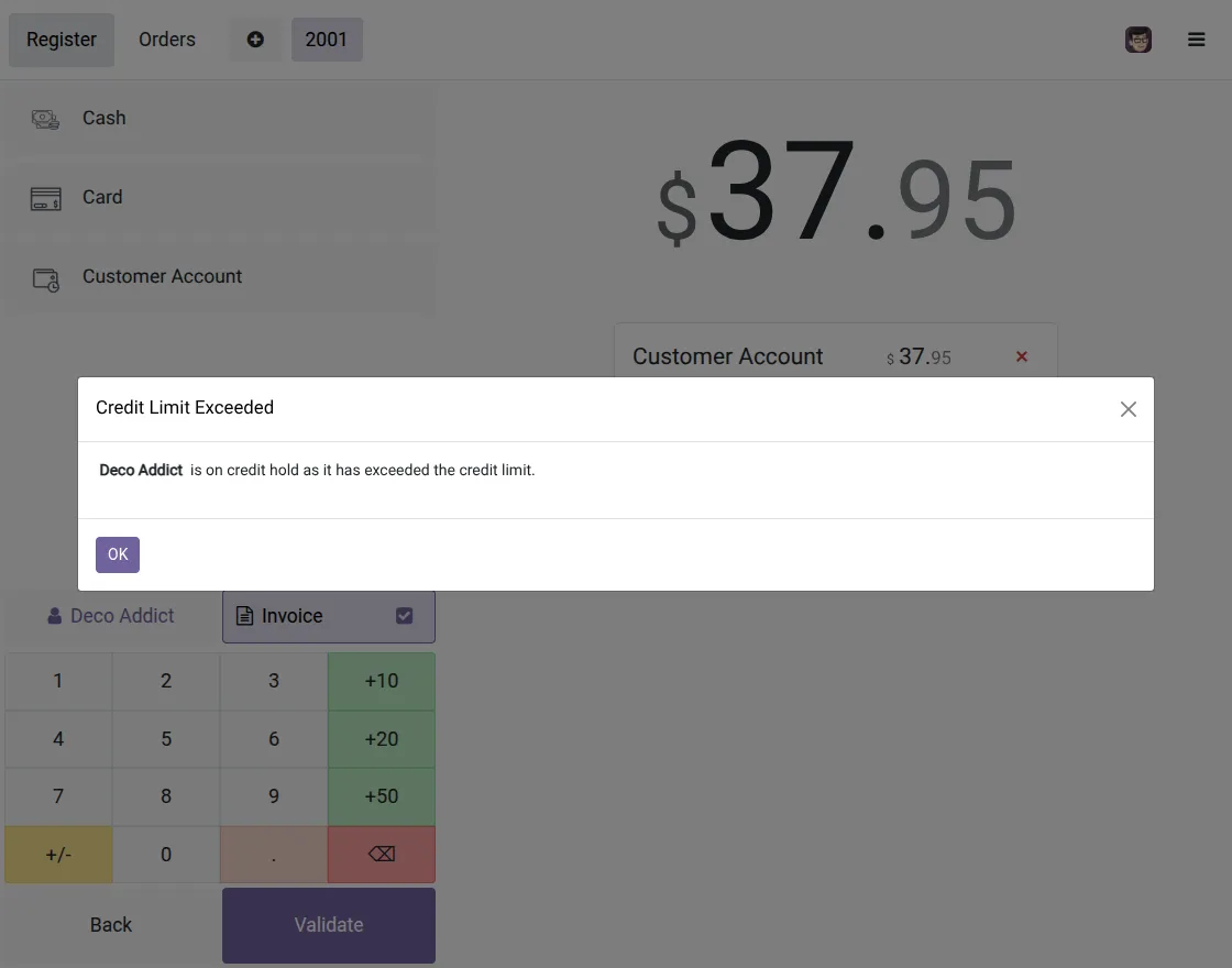 credit limit exceeded