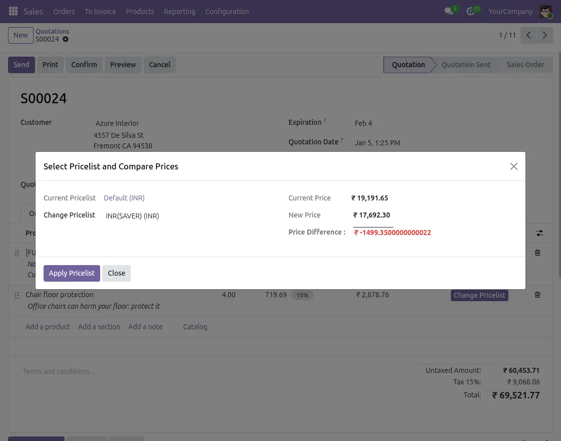 dynamic price preview
