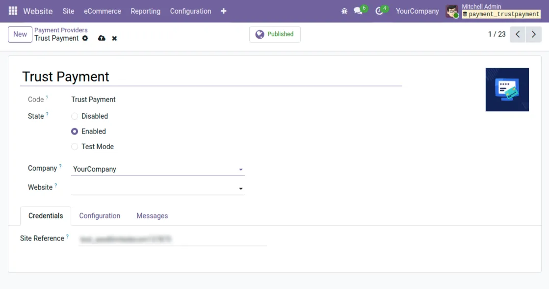 enabling the payment