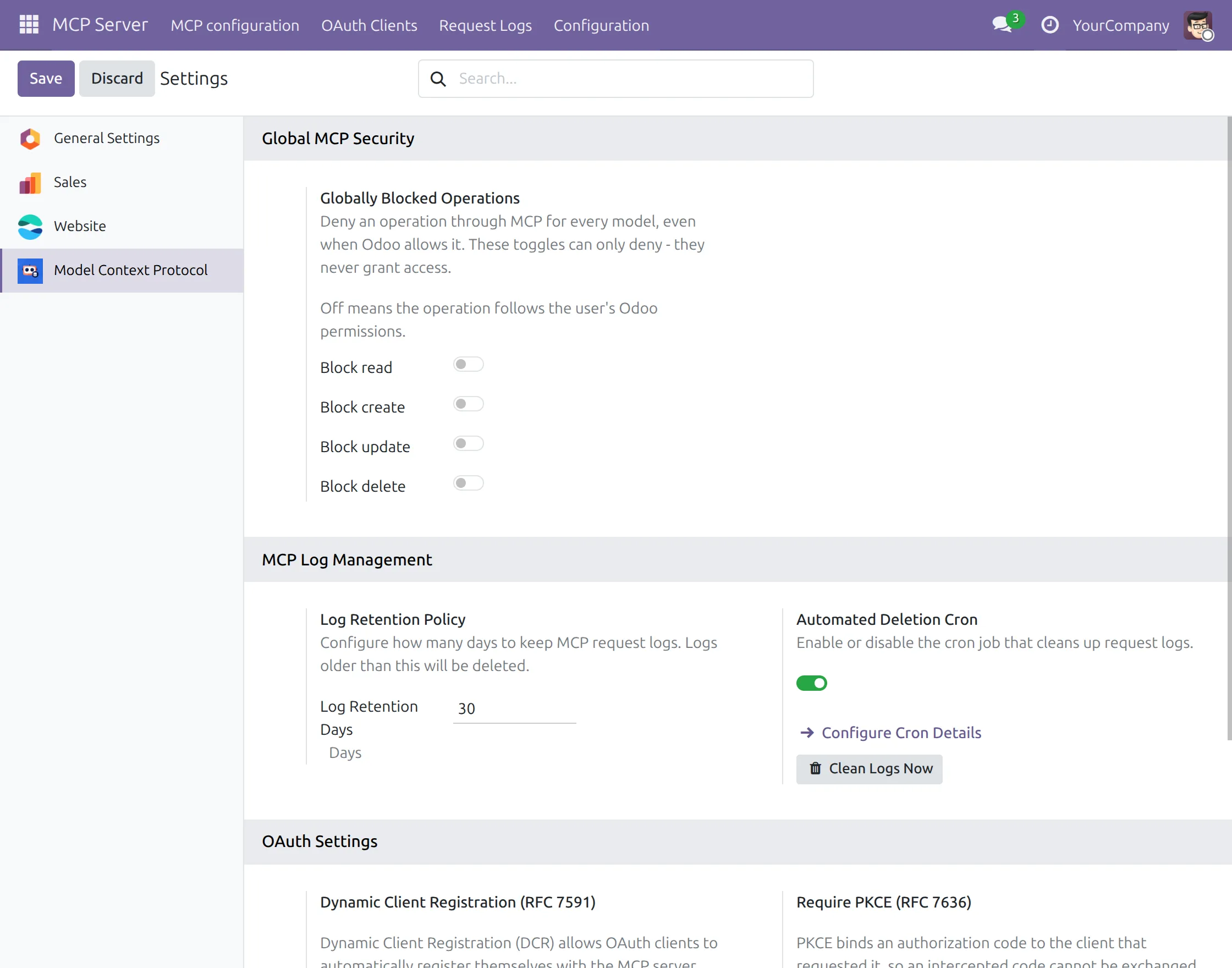 global mcp security log retention
