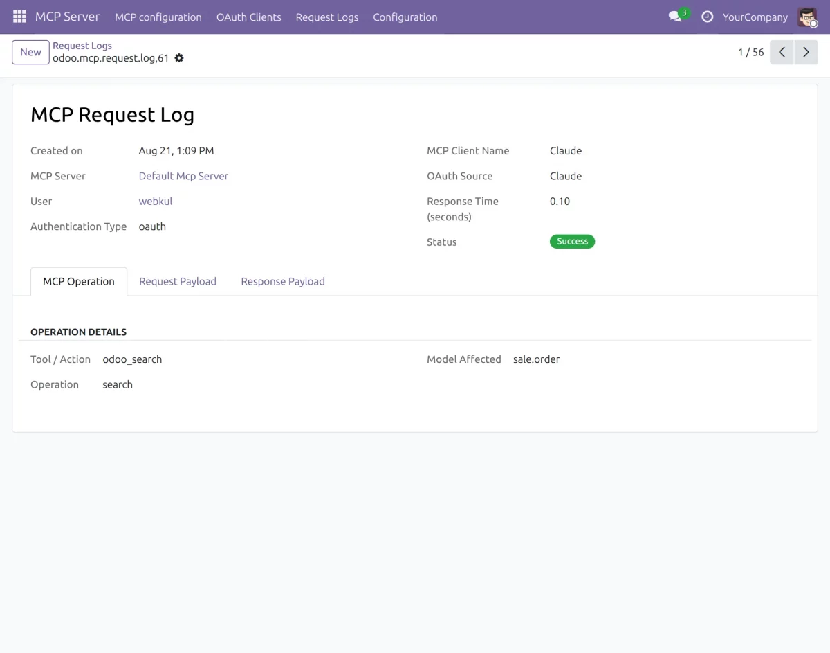 mcp request log details