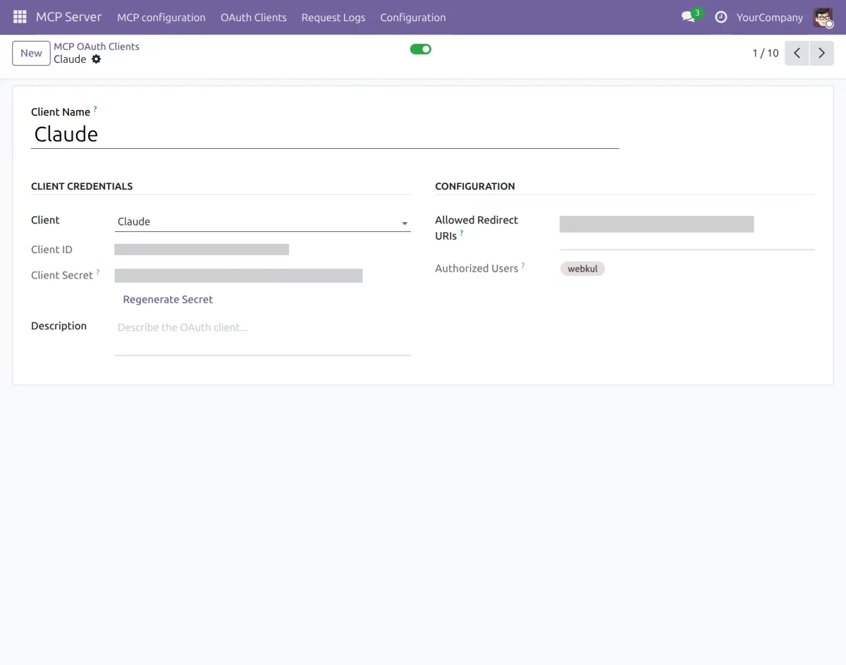 oauth client configuration