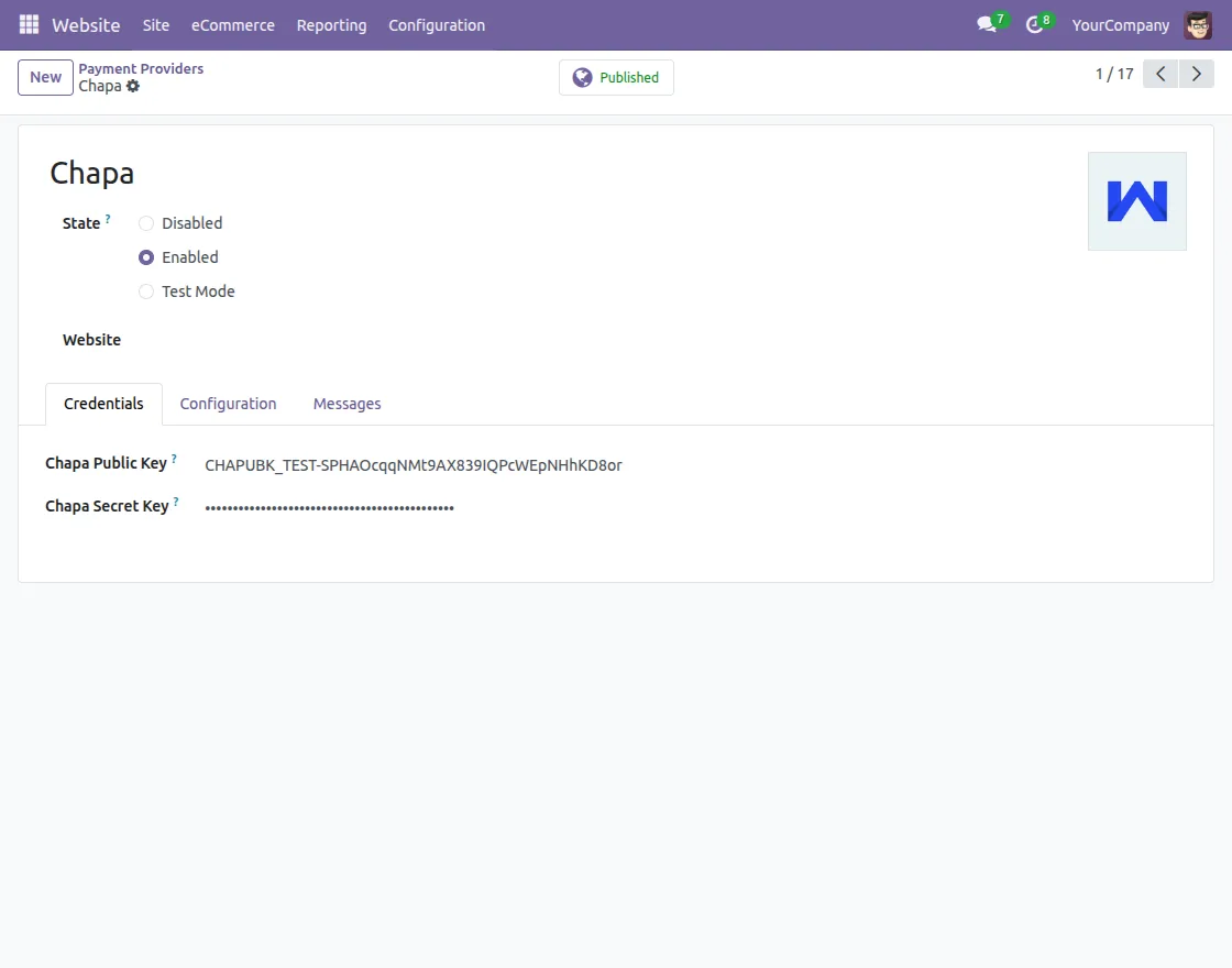 odoo-chapa-payment-acquirer-enter-credentials