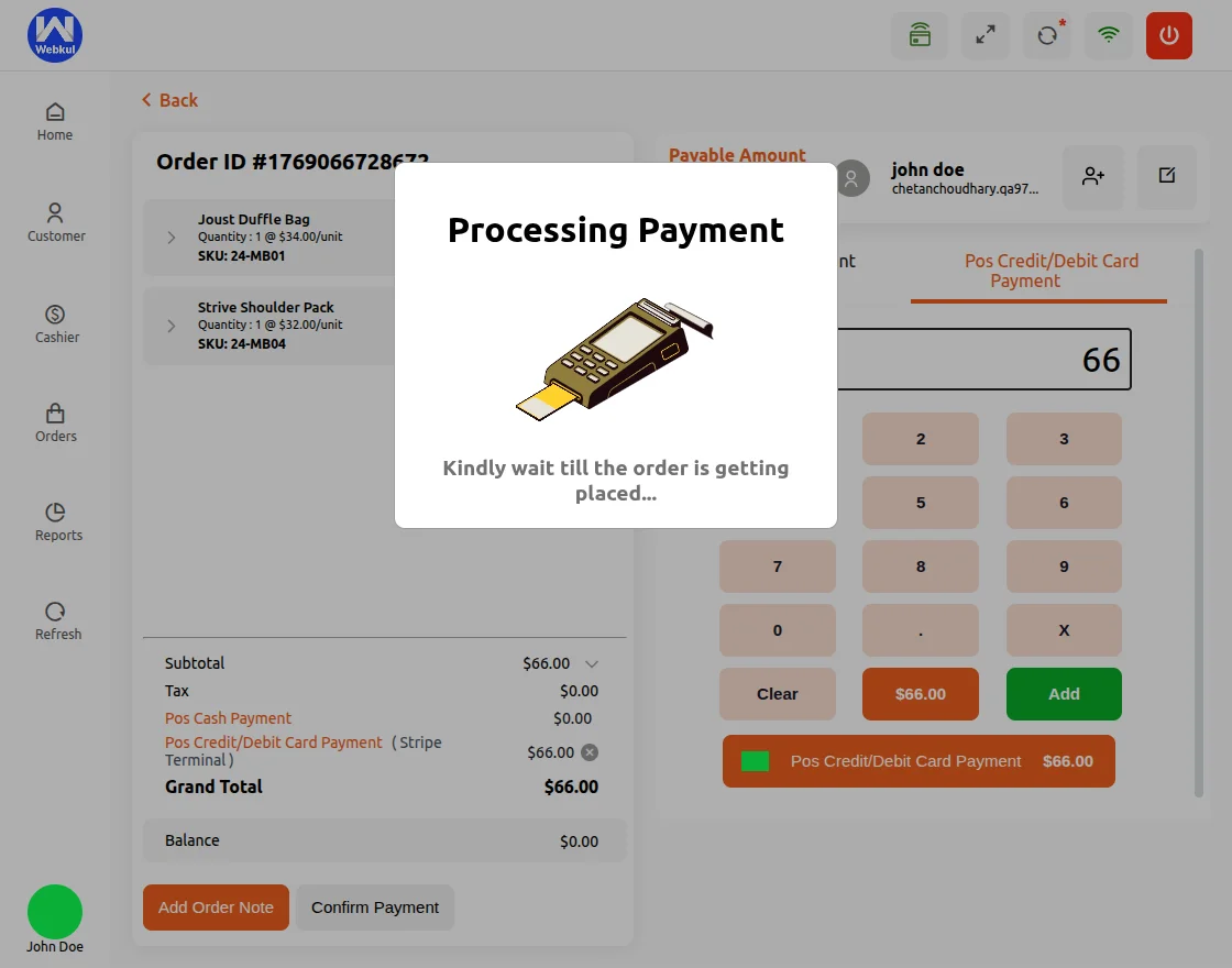 Magento 2 POS Stripe Reader Extension processing-payment