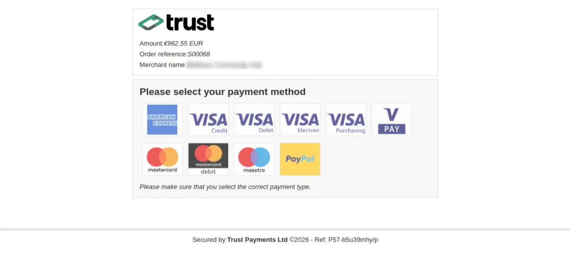 select the payment method