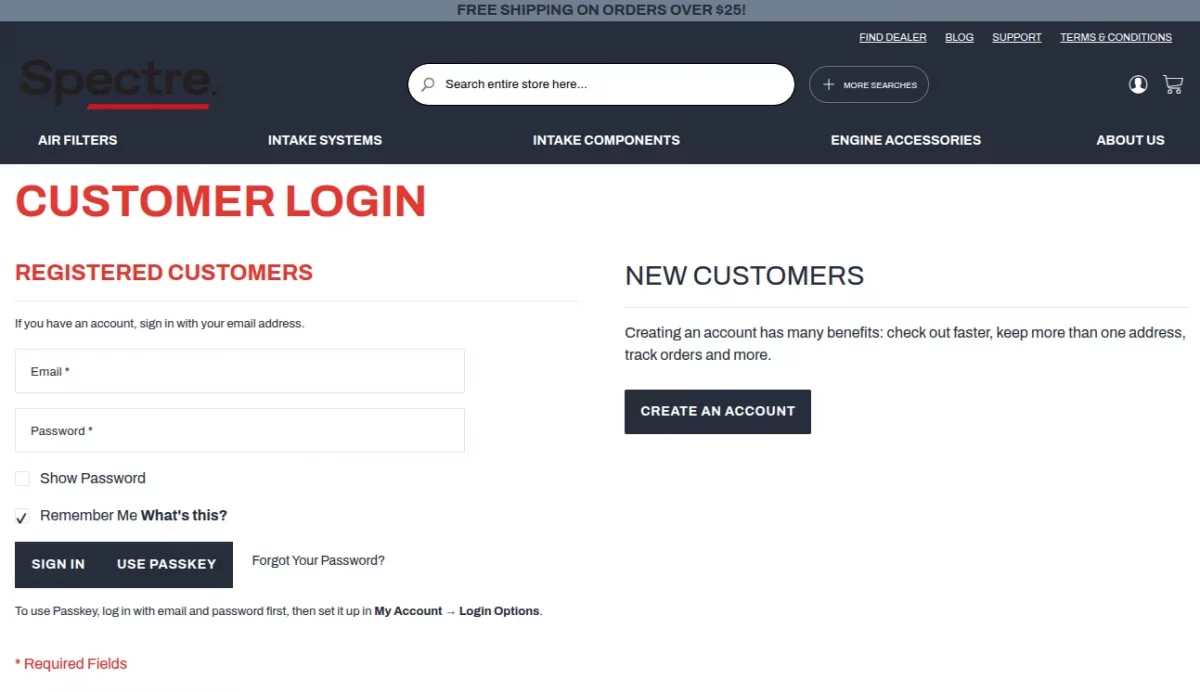 spectreperformance-customer-login
