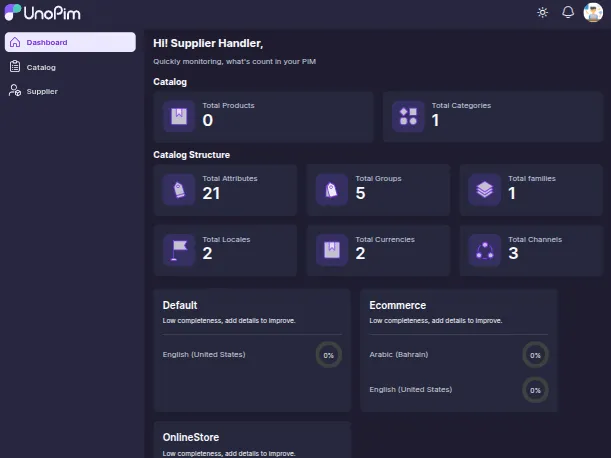 suppliermanagerdashbaordUnopim-Supplier-Data-Portal