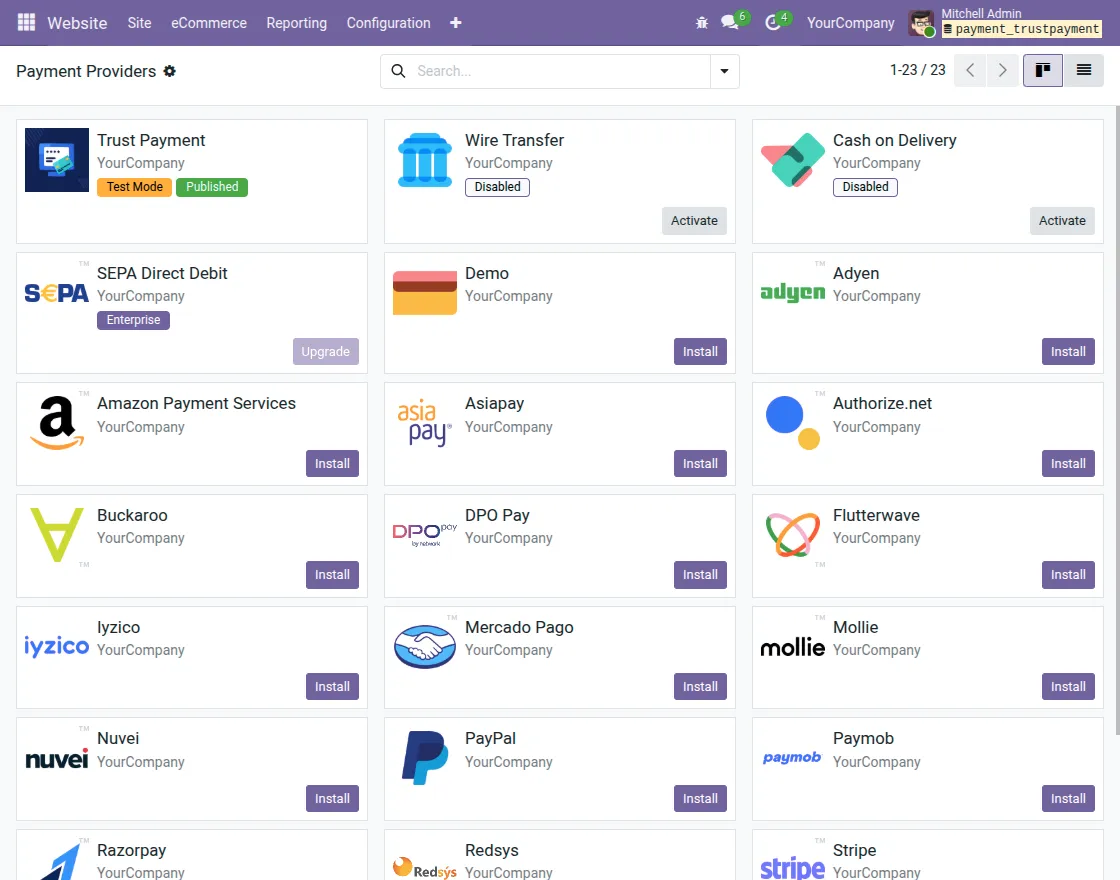 trustpayment configuration