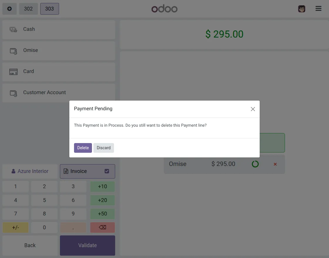 warning on deleting in process payment