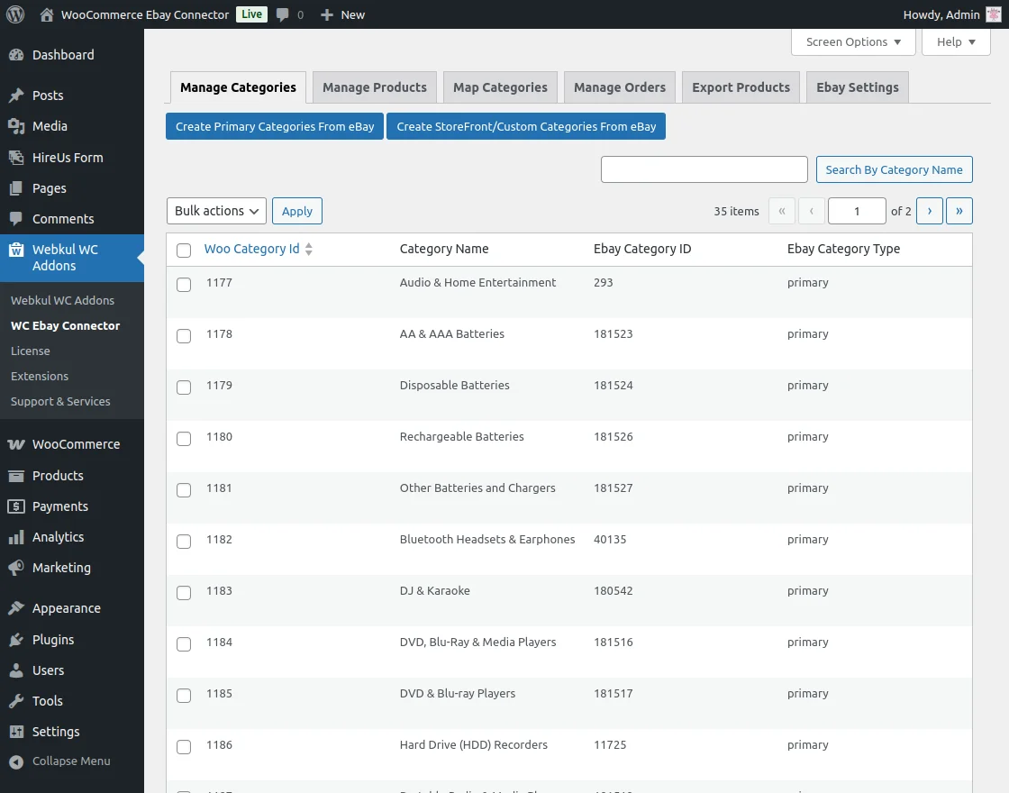 dantor woocommerce ebay connector configuration