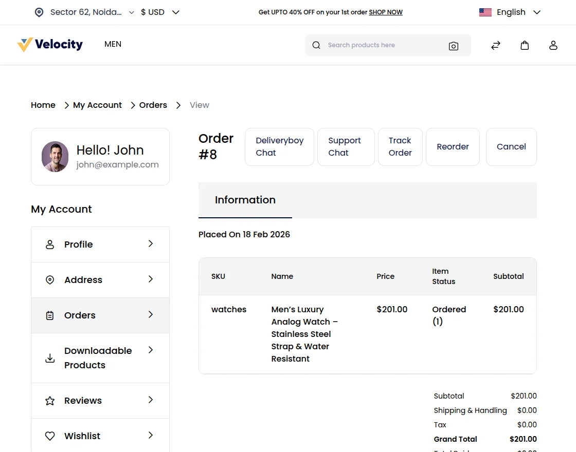 Bagisto Delivery Boy App chat