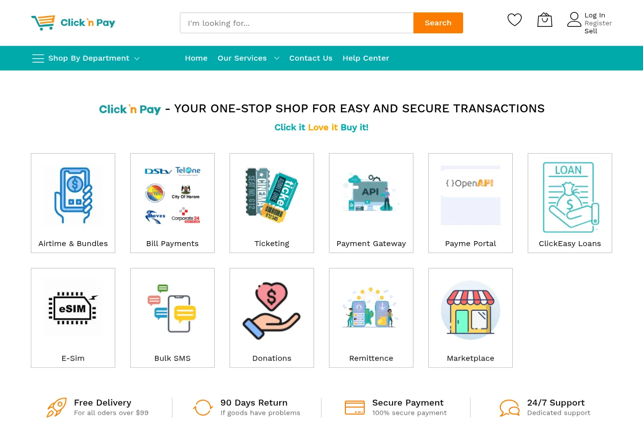 clicknpay-webkul-casestudy-homepage