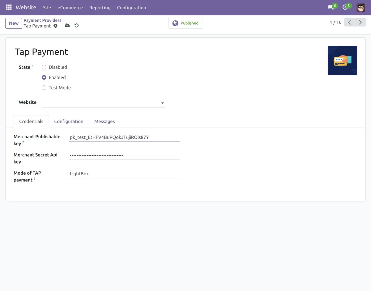 configure tap payment