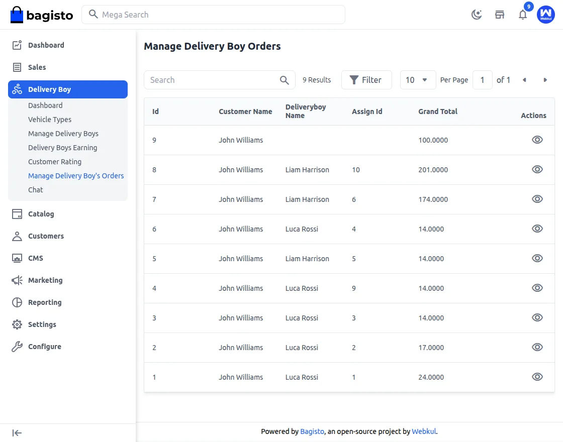 Bagisto Delivery Boy App manage deliverys orders