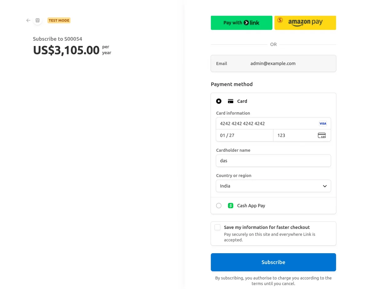 enter required details
