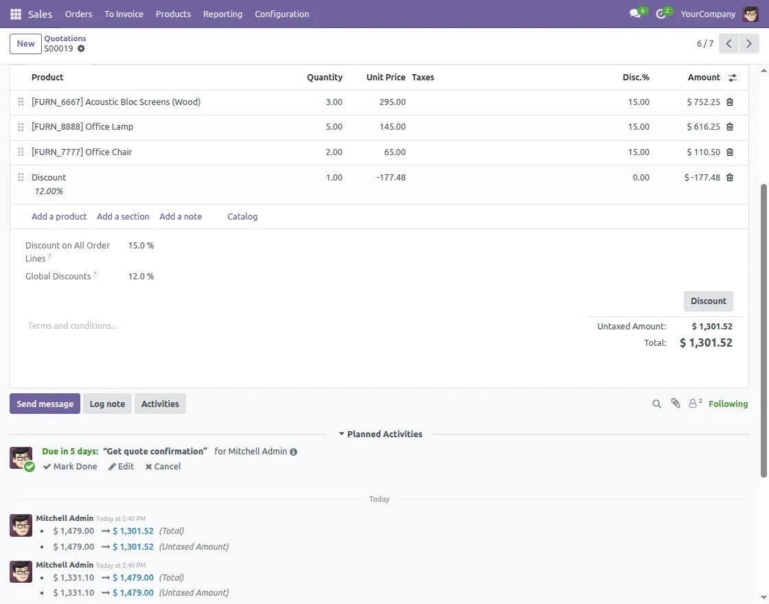 global percentage discount