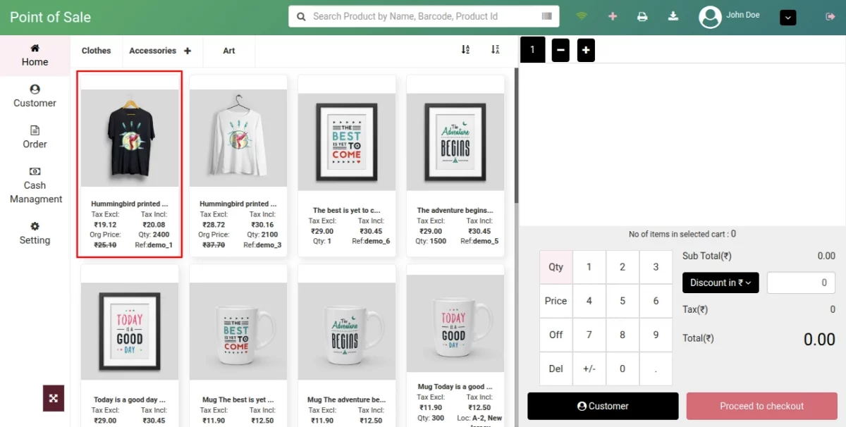 humming bird print tshirt displayed