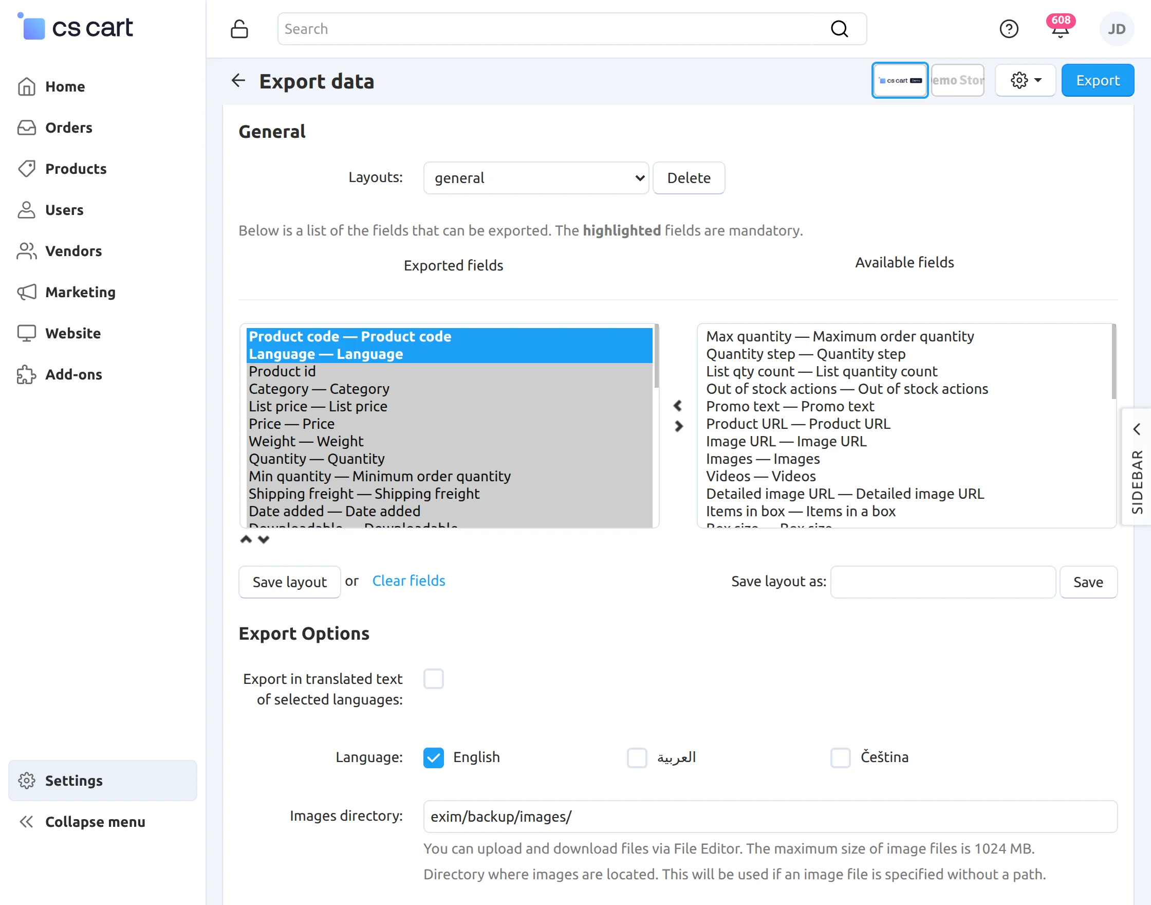 k-export-options