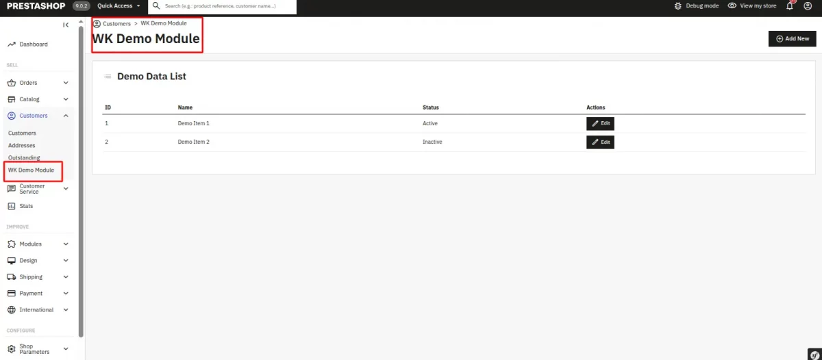 Symfony admin controller listing page.