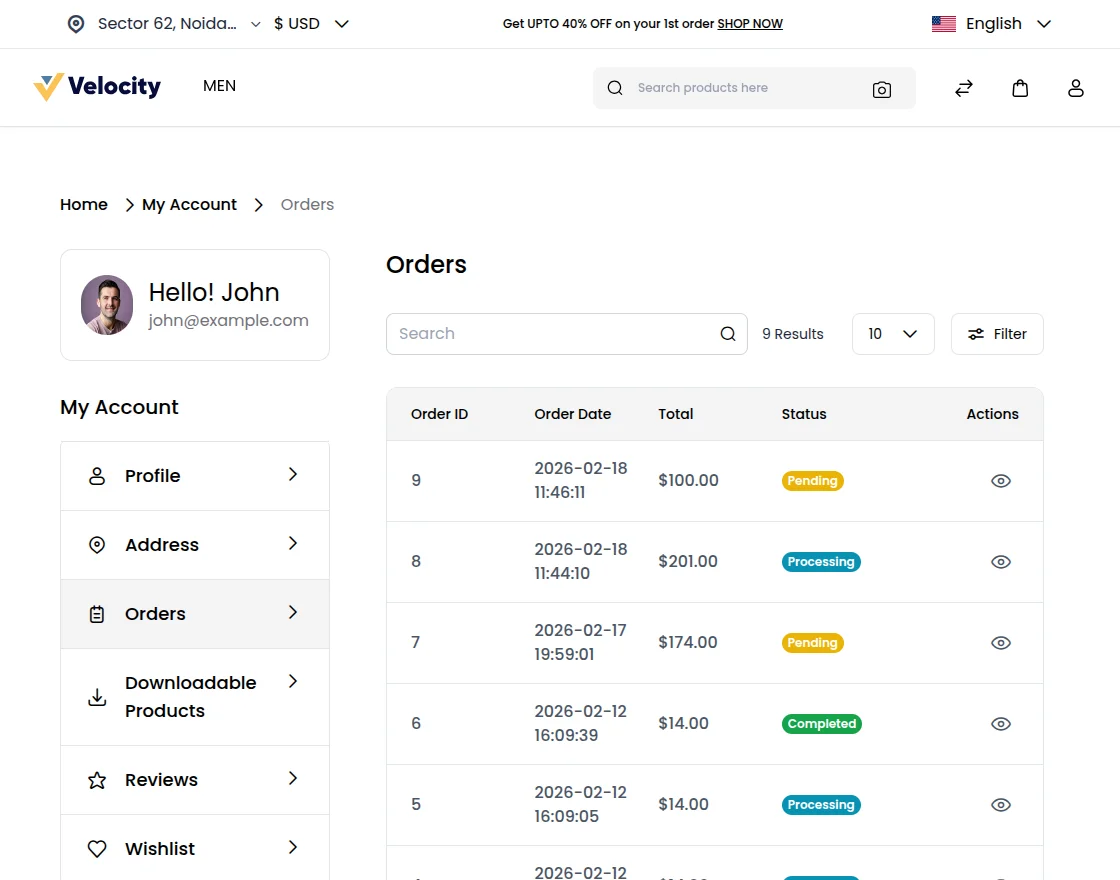 Bagisto Delivery Boy App order