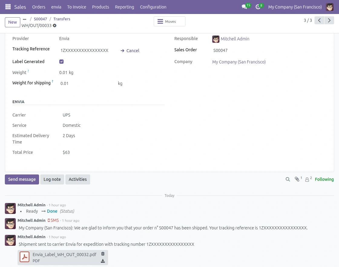 Tracking Details Envia