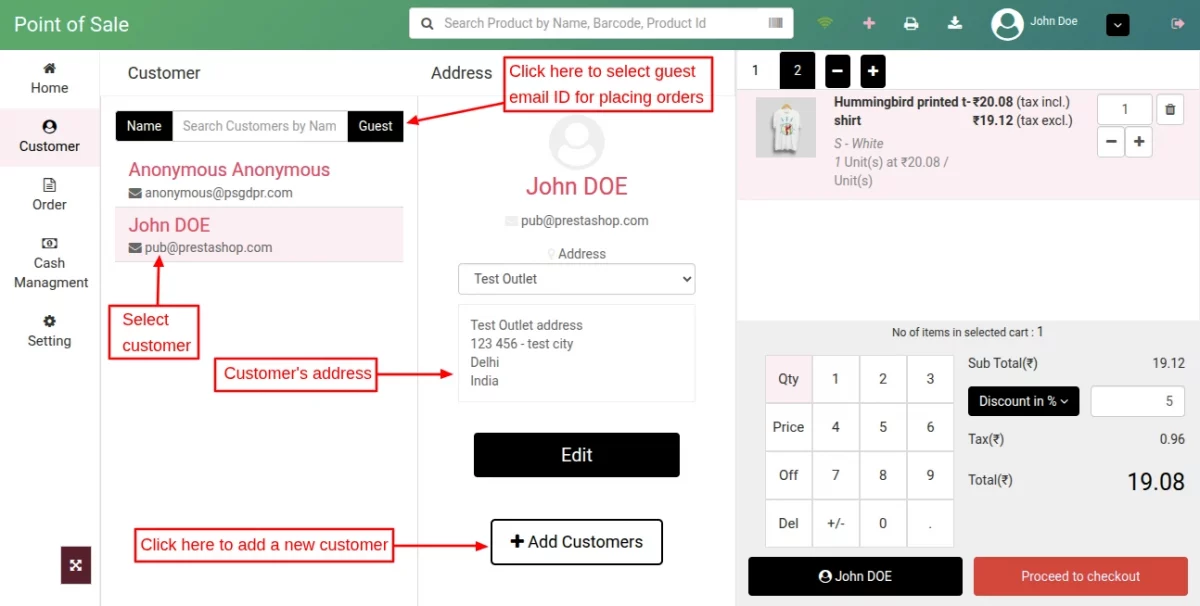select customer type