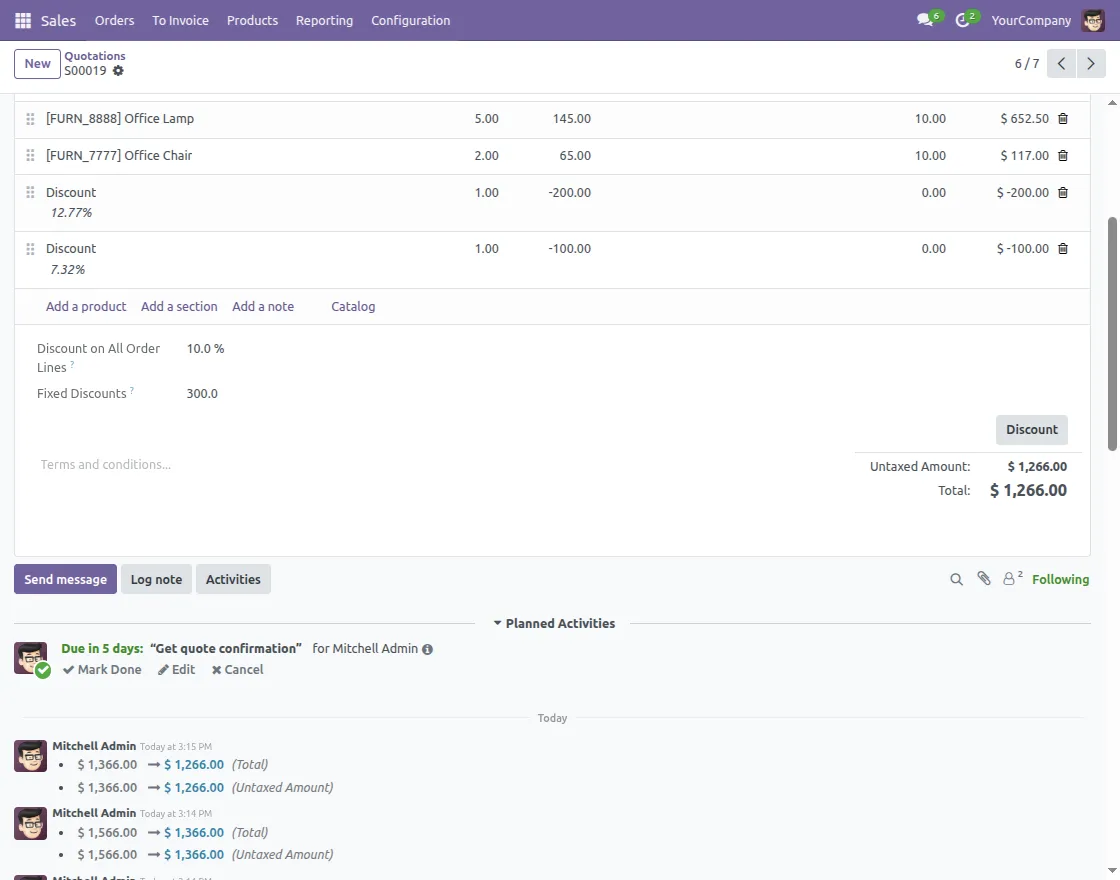 separate fixed discount created