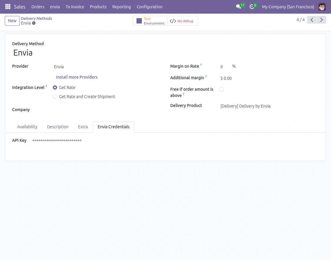 Envia Delivery Configuration