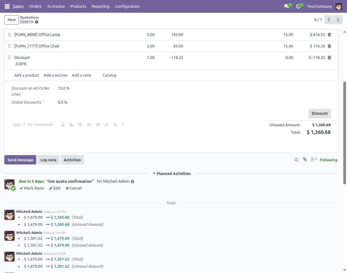 update global discount