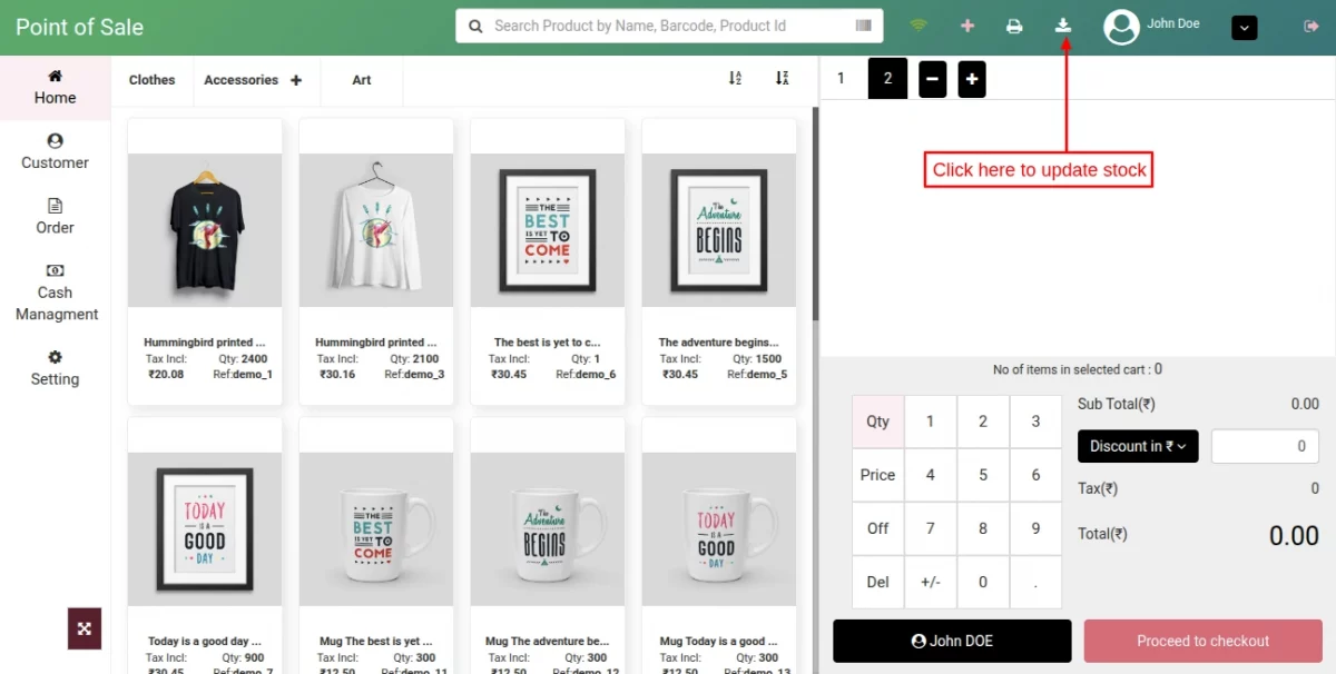 click here to update stock