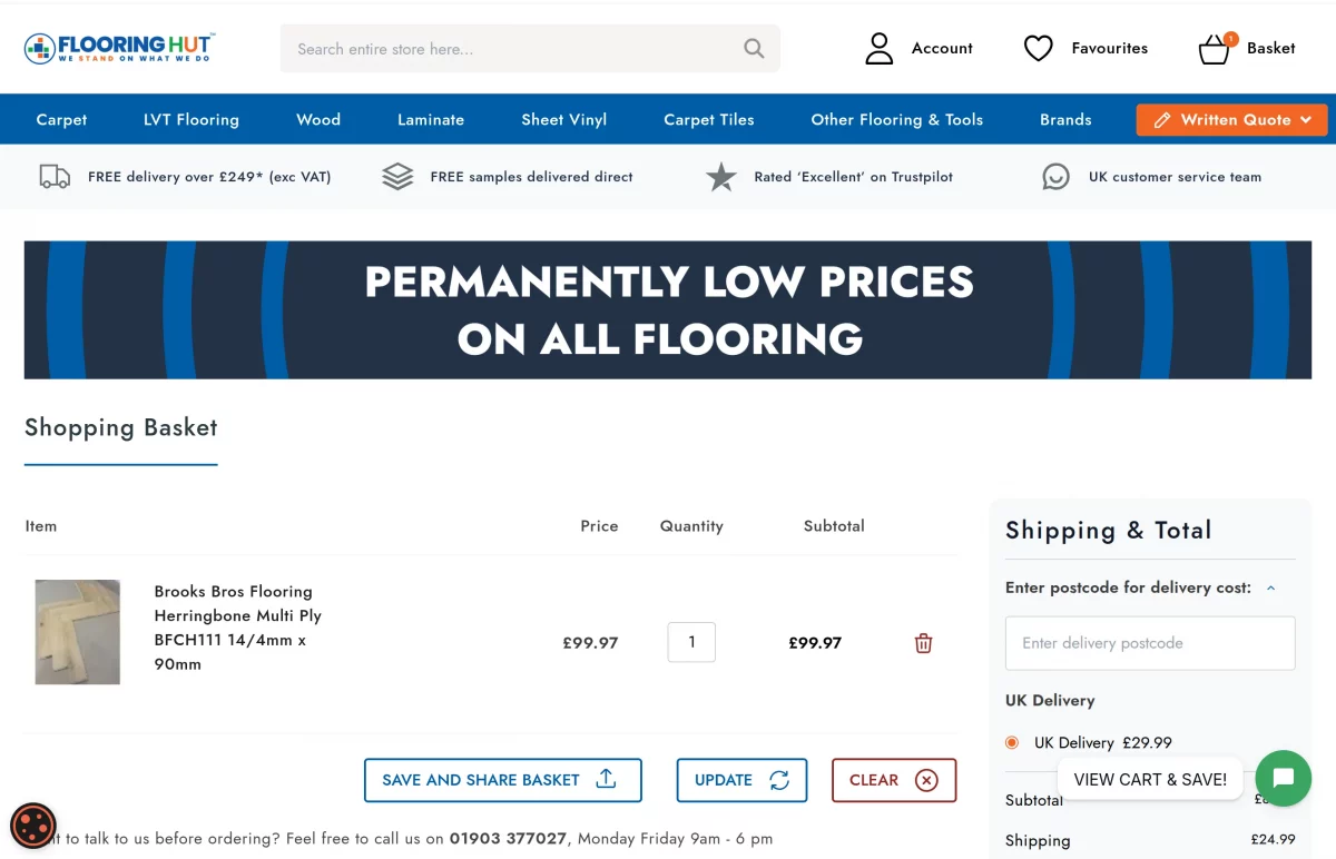 flooring hut magento 2 save and share cart