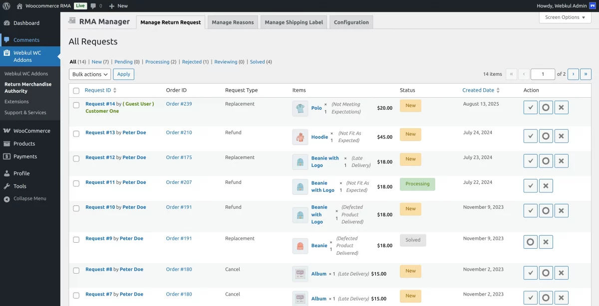 webkul woocommerce reed blake product rma