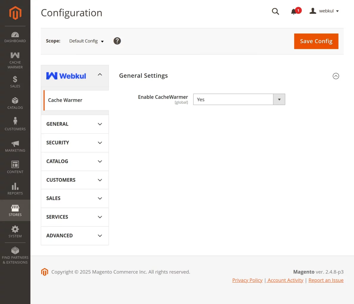 Magento 2 Cache Warmer module-configuration