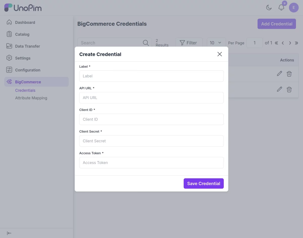 Create-Bigcommerce-Credential