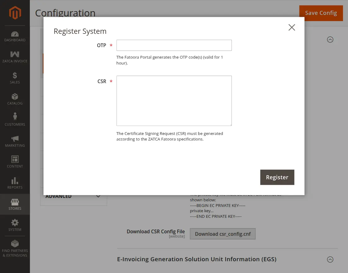 Zatca Inoive- register system
