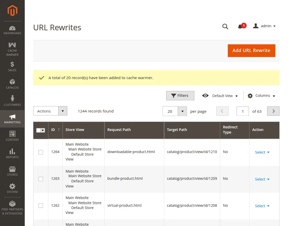 Magento 2 Cache Warmer add-urls-to-cache-pool