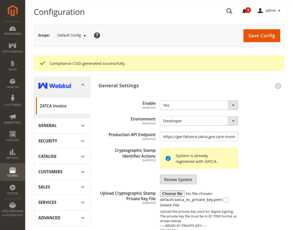 Magento2 Zatca registered