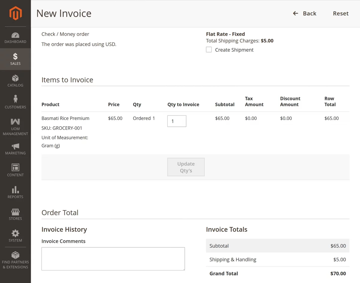 invoice adminend