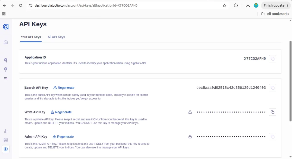 API credential generation
