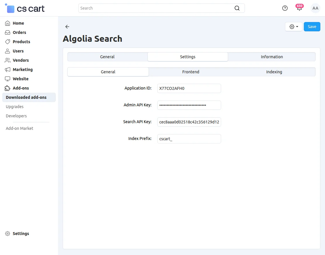 Setting section of add on