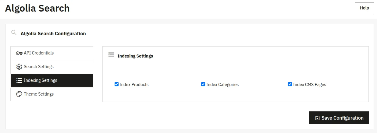 indexing settings