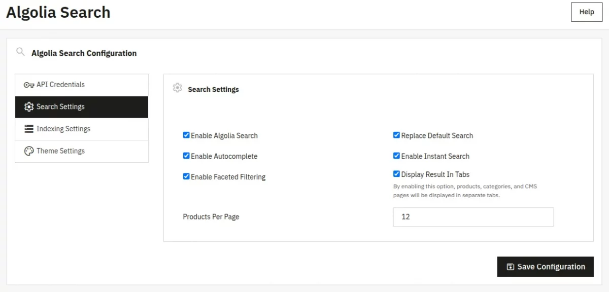 search settings