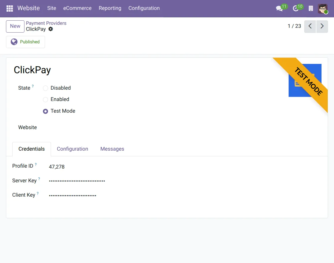 clickpay-credentials-setup