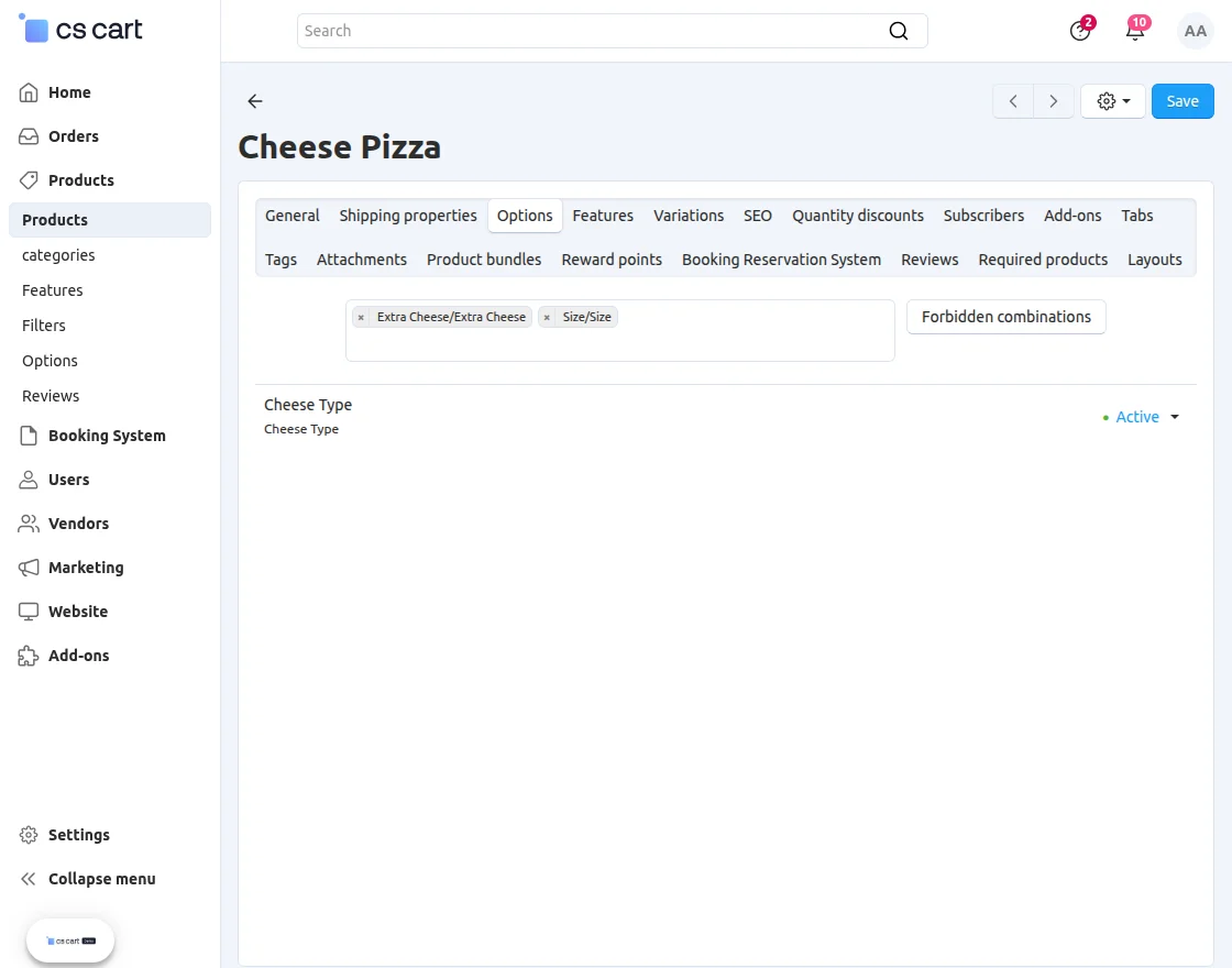 CS-Cart Multi Select Product Options