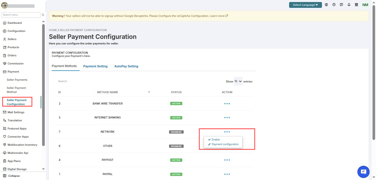 Enable Configuration