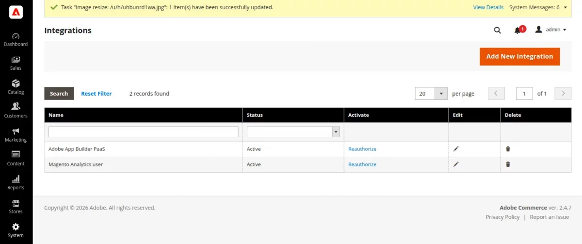 Extention Integration