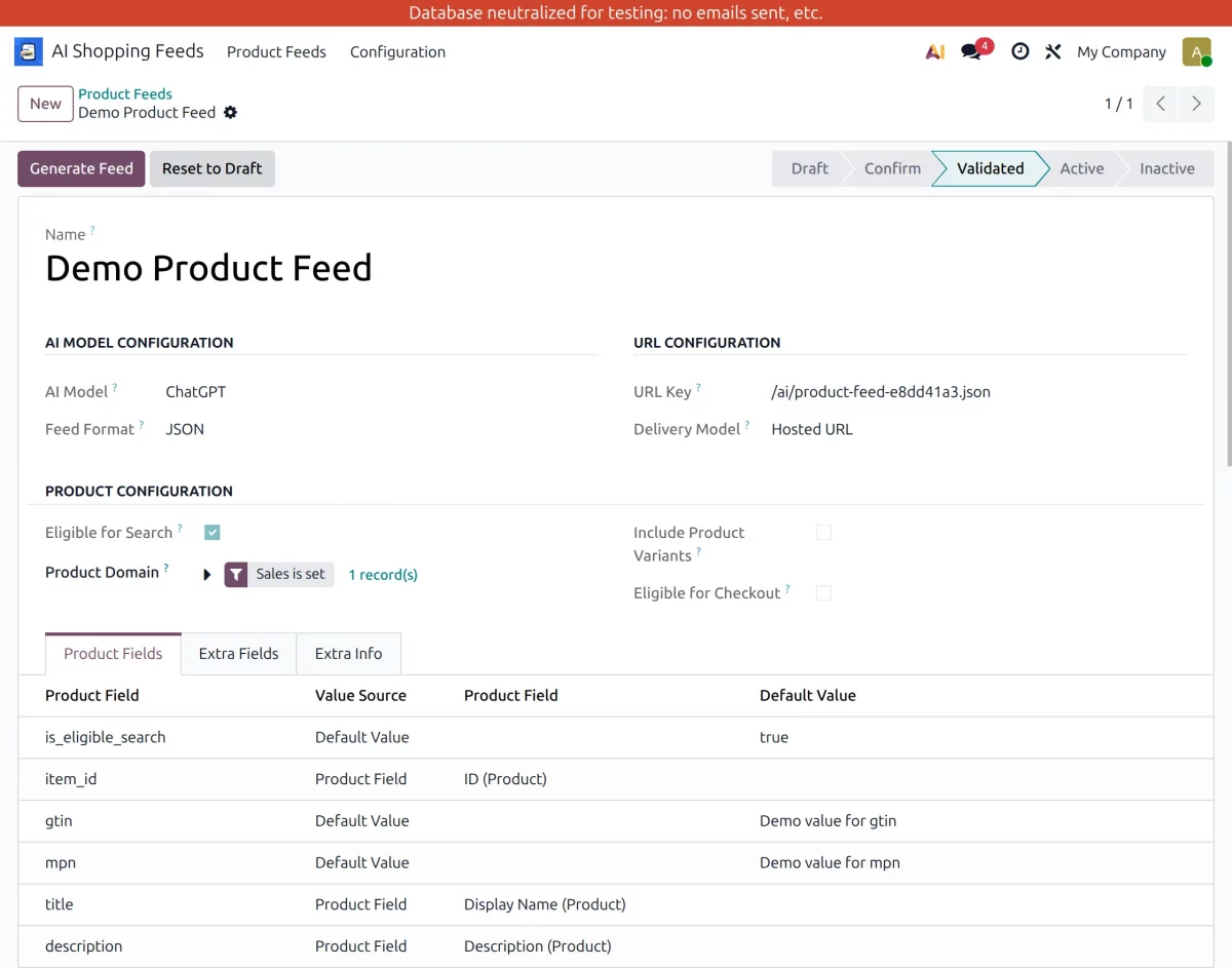 validate and generate feed